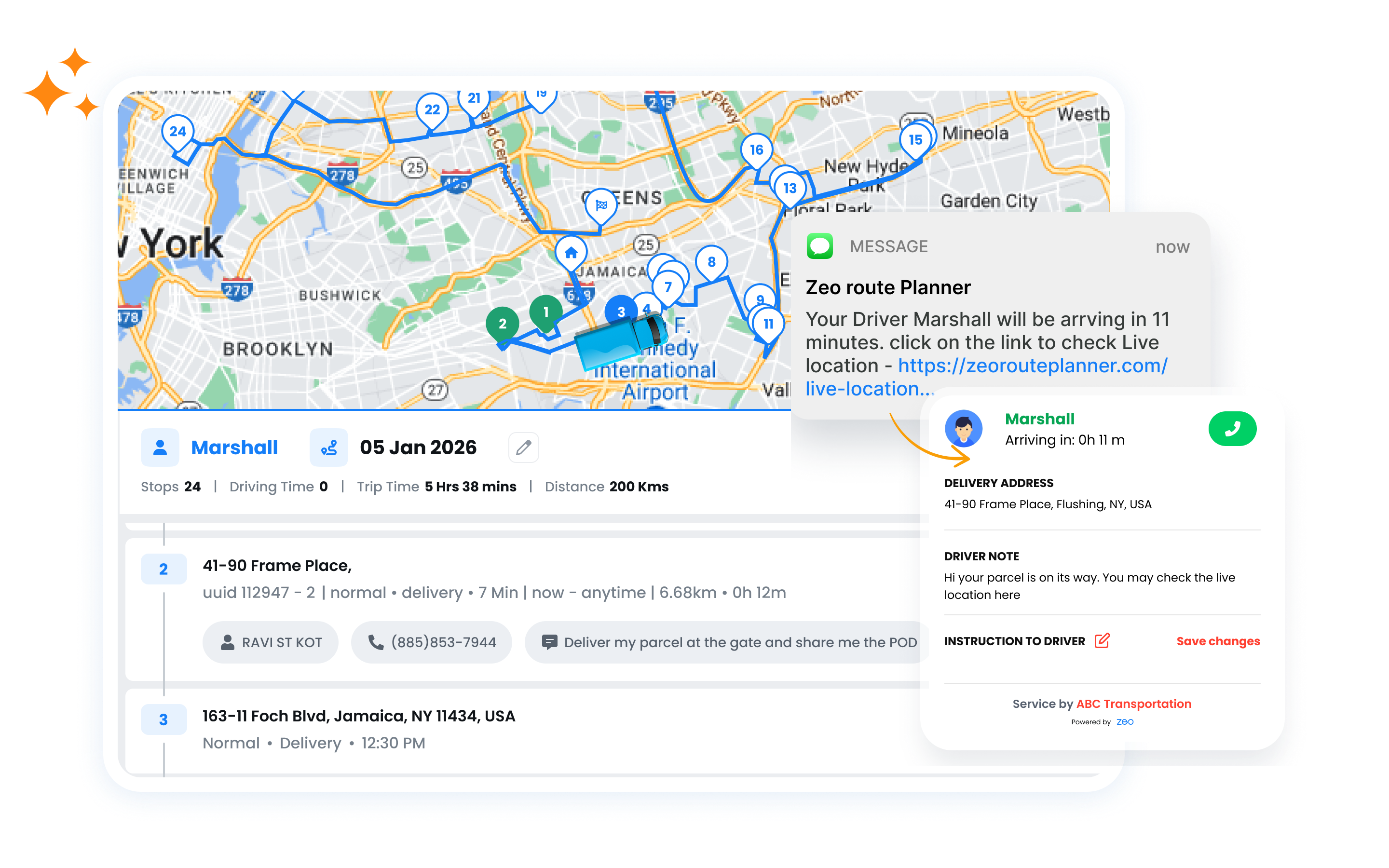 Automated Notifications, Zeo Route Planner