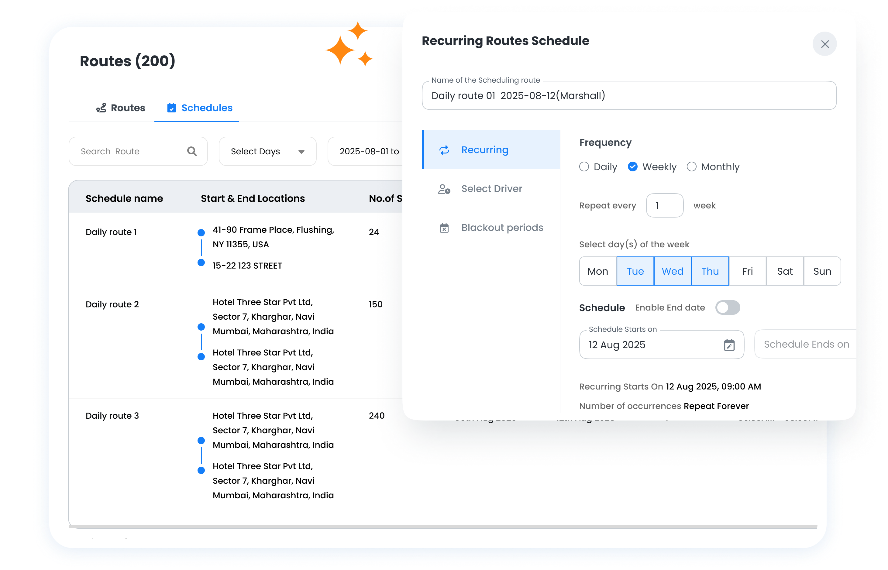 Recurring Routes & Scheduling, Zeo Route Planner